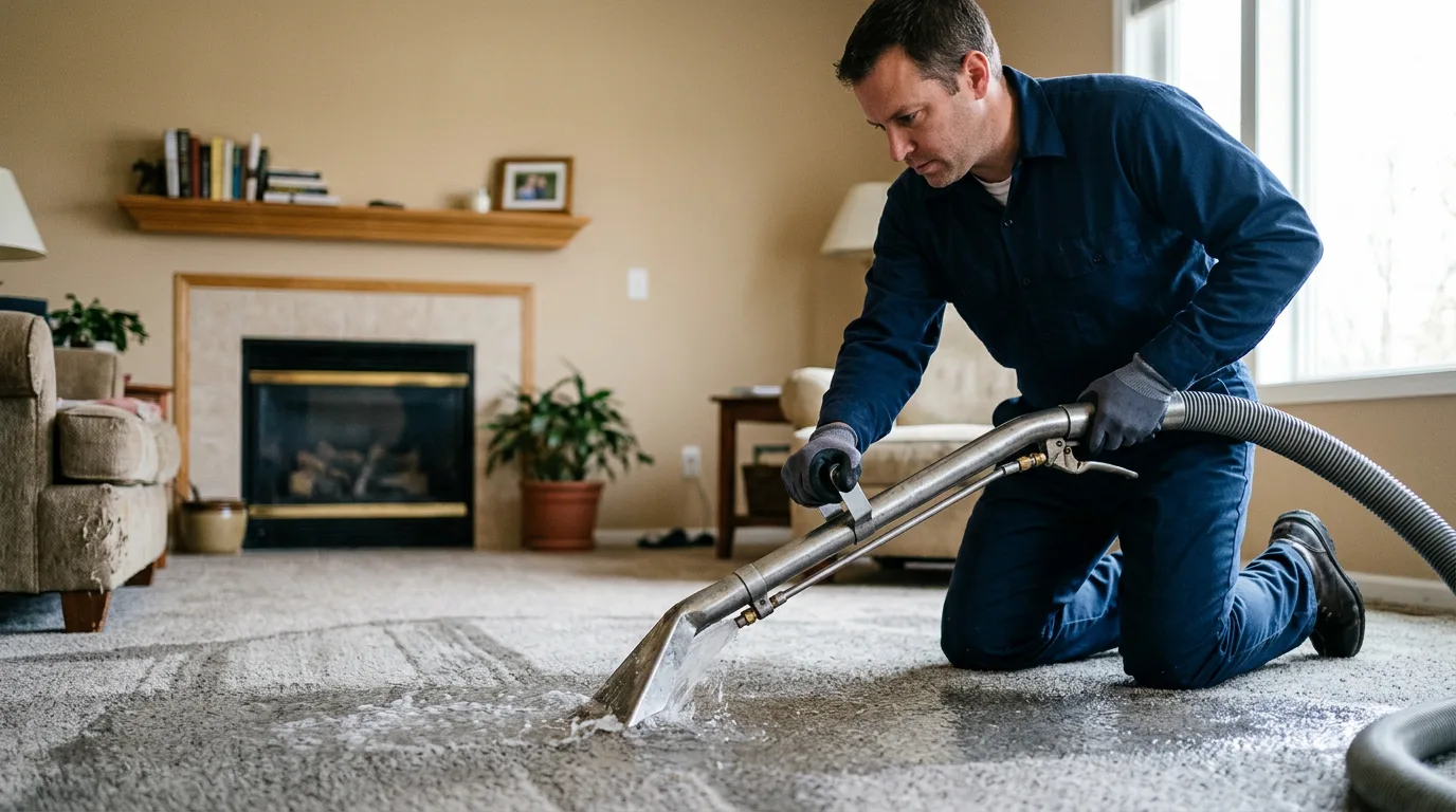 Water damage restoration technician working near Rogers, AR